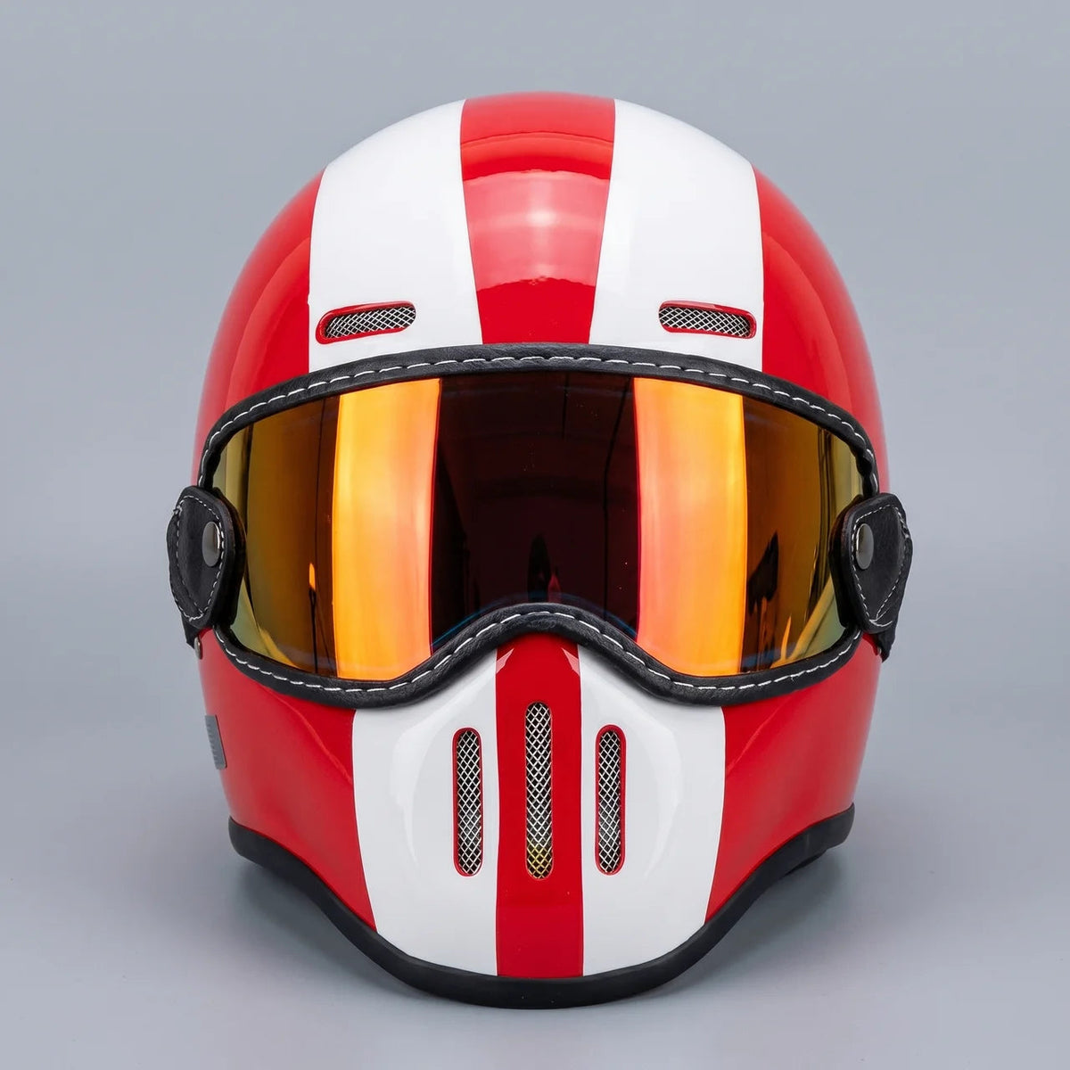 Full-Face Helmet Retro Stripe Goggle-Style Shield