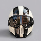 Full-Face Helmet Retro Stripe Goggle-Style Shield