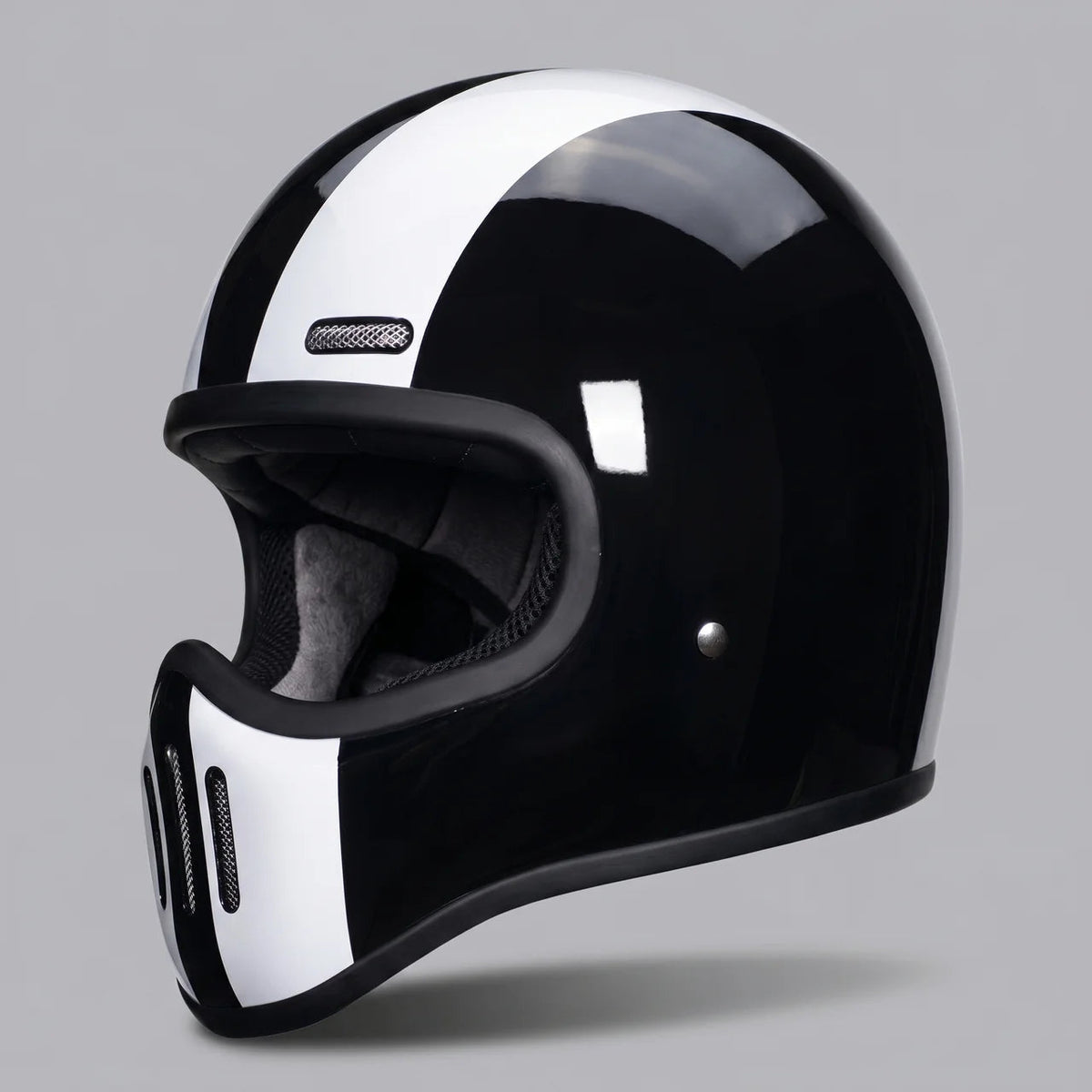 Full-Face Helmet Retro Stripe Goggle-Style Shield