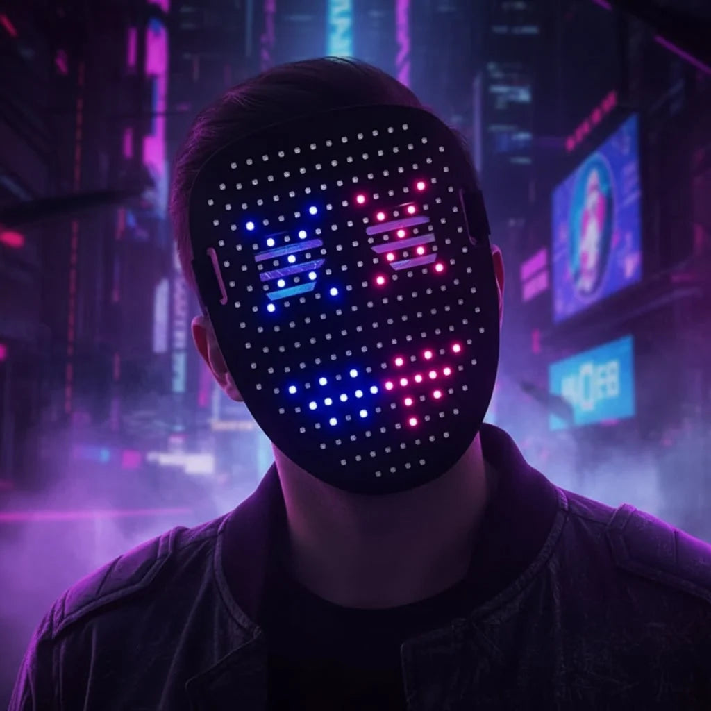 Full Face Mask LED Light-Up Battery Free