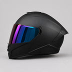 Full-Face Motorcycle Helmet Blue Mirrored Visor Comfort Fit