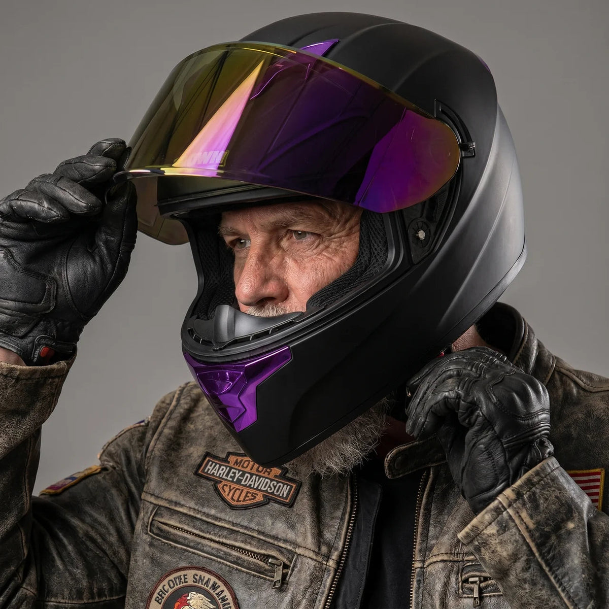 Full-Face Motorcycle Helmet Protective Clear Visor Purple