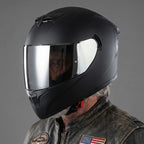 Full-Face Motorcycle Helmet Silver-Tinted Visor & Matte Black Shell