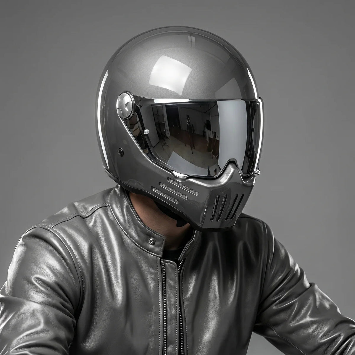 Full-Face Motorcycle Helmet Ventilated ABS Shell Mirror Visor