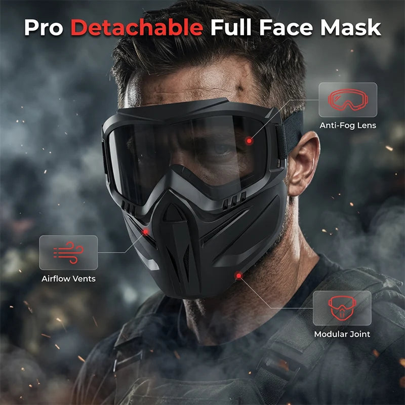 Full Face Shield Detachable Goggles & Side Vents