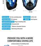 Full Face Snorkel Mask 180 Degree Wide View Floating Ball Valve Silicone Seal