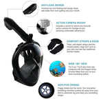 Full Face Snorkel Mask 180 Degree Wide View Floating Ball Valve Silicone Seal