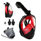 Full Face Snorkel Mask 180 Degree Wide View Floating Ball Valve Silicone Seal