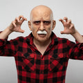 Full-Head Mask Latex Realistic Wrinkles & White Mustache