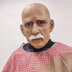 Full-Head Mask Latex Realistic Wrinkles & White Mustache