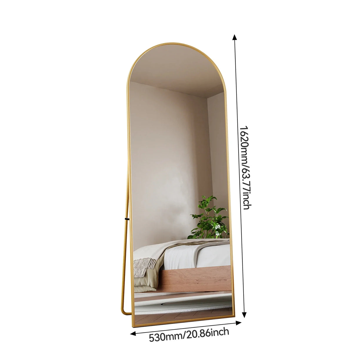 Full-Length Mirror Curved Tempered Glass & Slim Aluminum