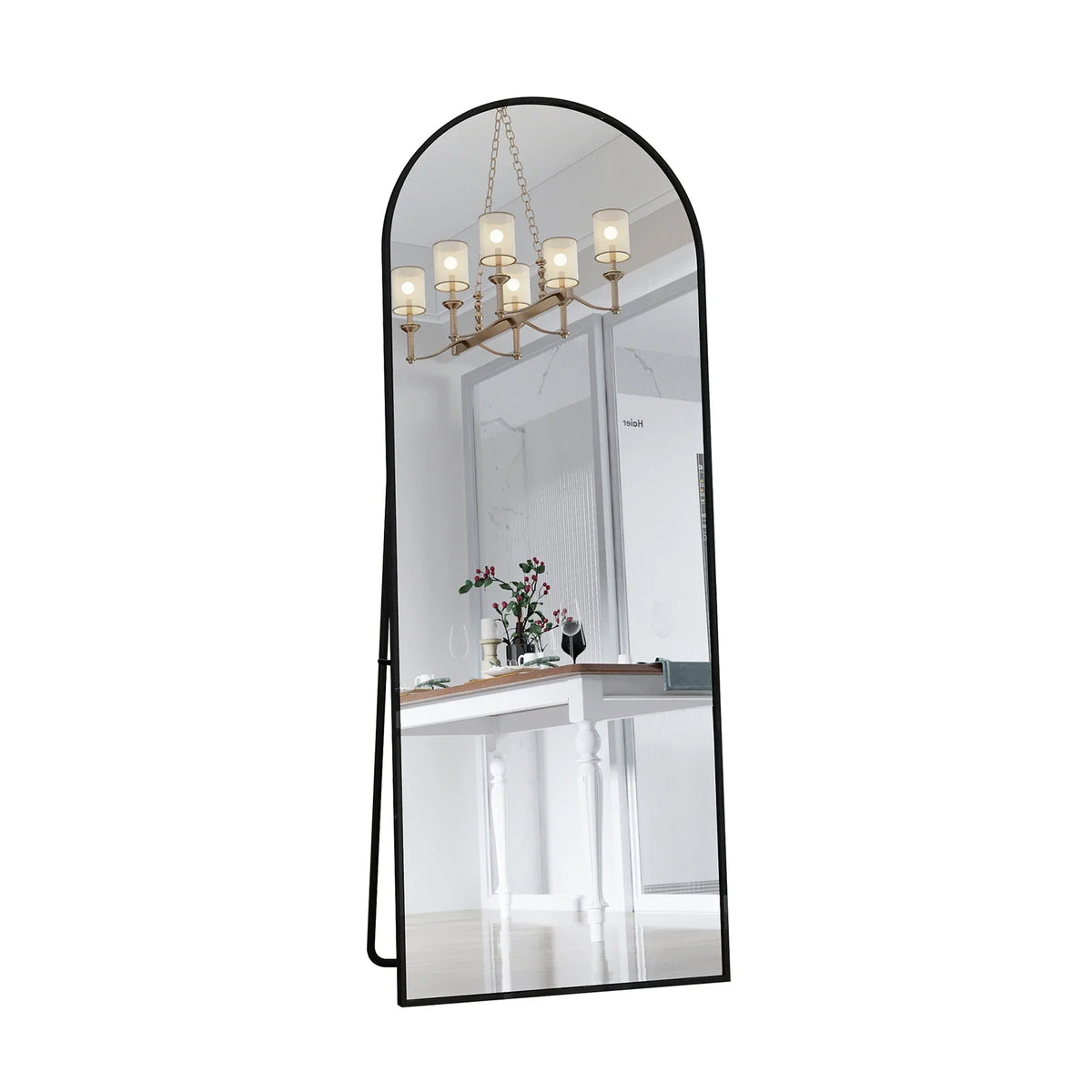 Full-Length Mirror Curved Tempered Glass & Slim Aluminum