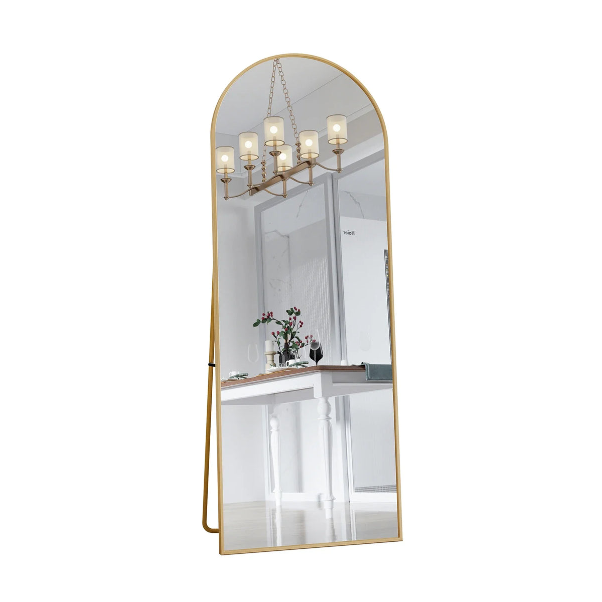 Full-Length Mirror Curved Tempered Glass & Slim Aluminum
