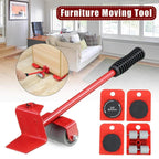 Furniture Mover Set Lever Bar Anti-Slip Rubber Wheels