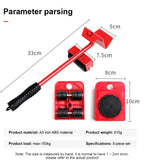 Furniture Mover Set Lever Bar Anti-Slip Rubber Wheels