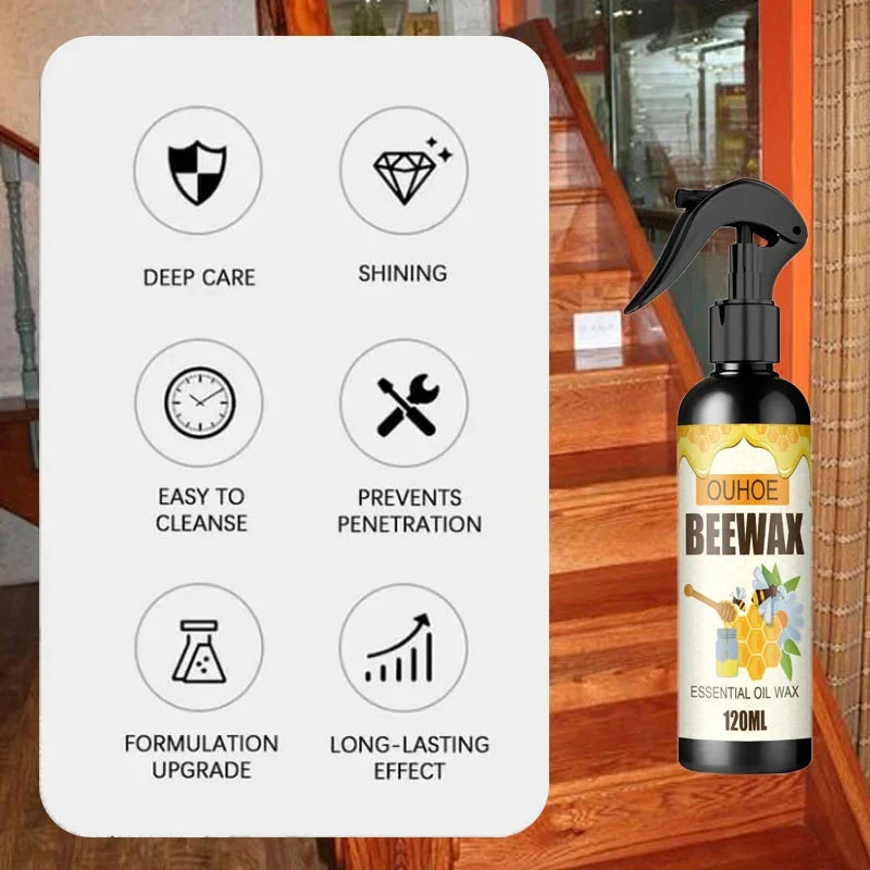 Furniture Polish Spray Beeswax Formula Non-Toxic Slip-Resistant