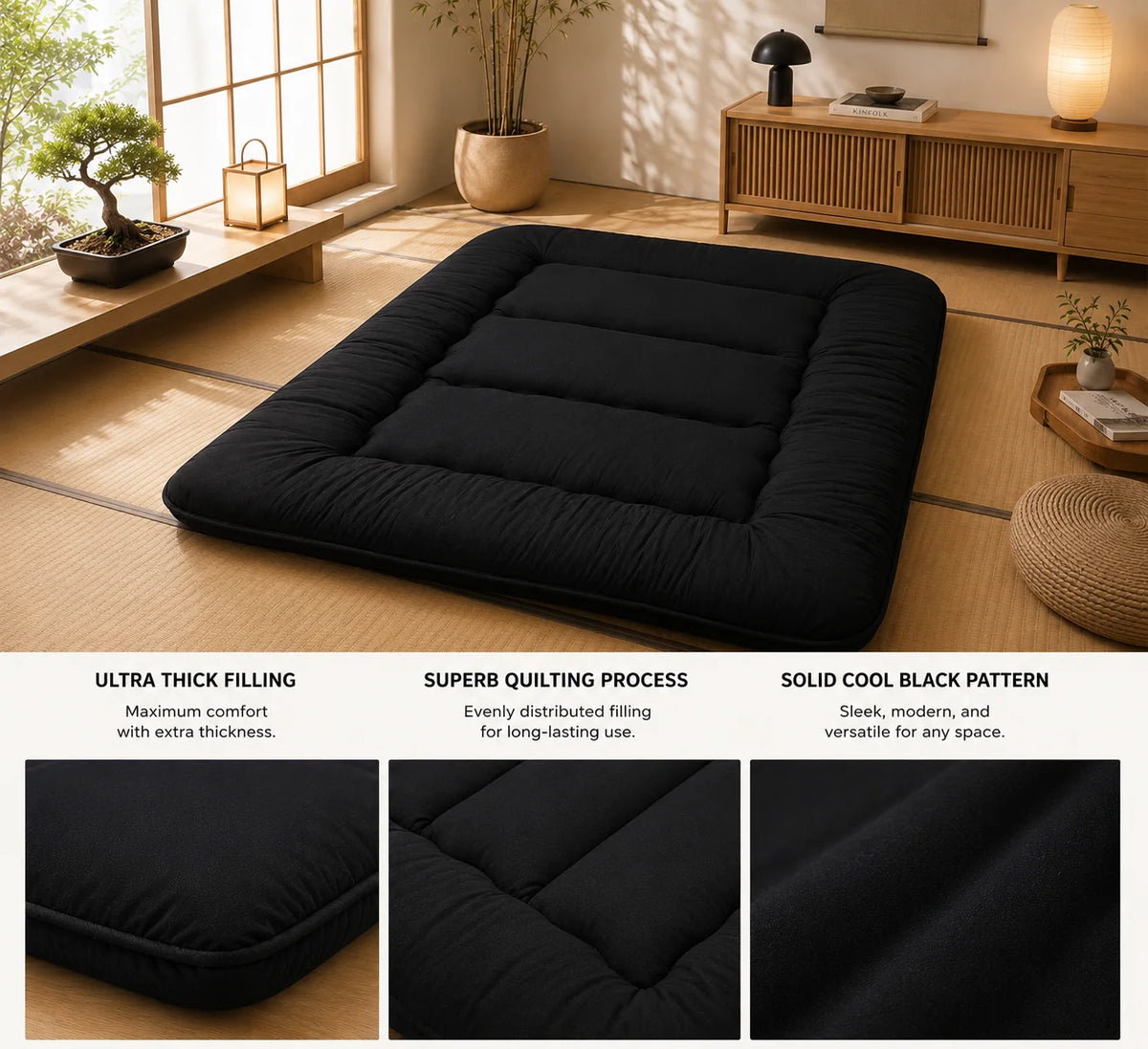 Futon Mattress 4 Inch Quilted Foldable & Washable