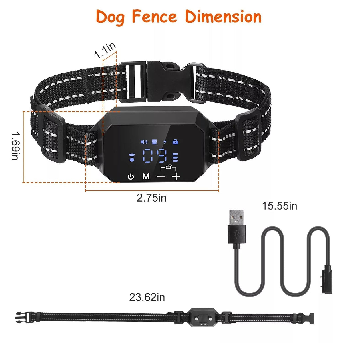 GPS Dog Fence 3,281 Ft Rechargeable Waterproof Collar