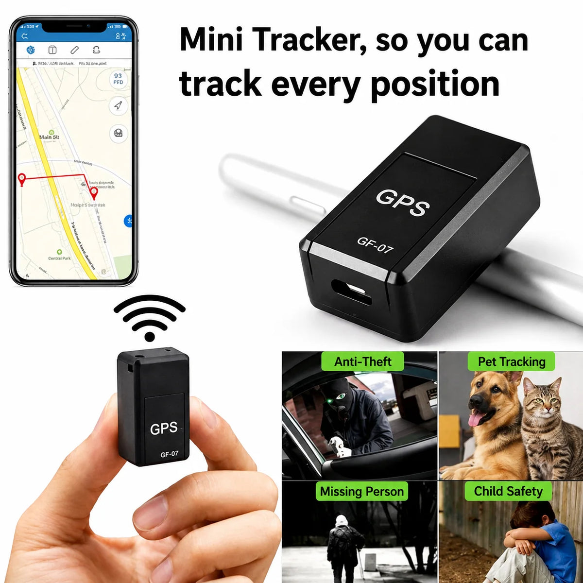 GPS Tracker Real-Time Tracking Magnetic Mount No Subscription