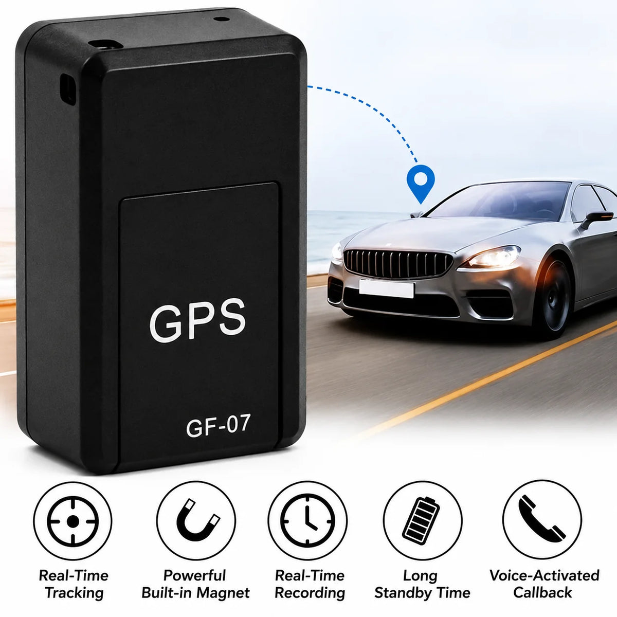 GPS Tracker Real-Time Tracking Magnetic Mount No Subscription