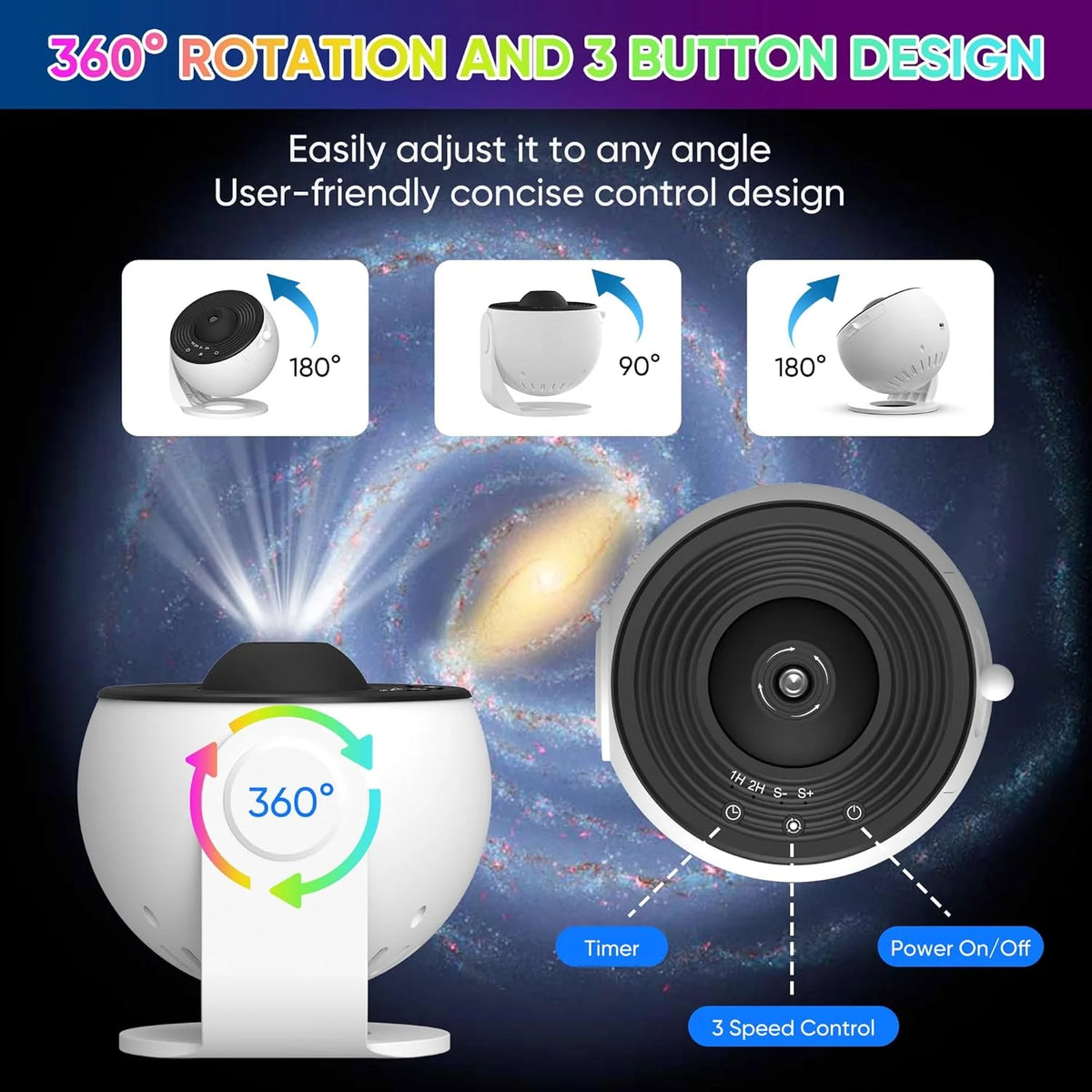Galaxy Projector 360 Degree Rotating Interchangeable HD Films