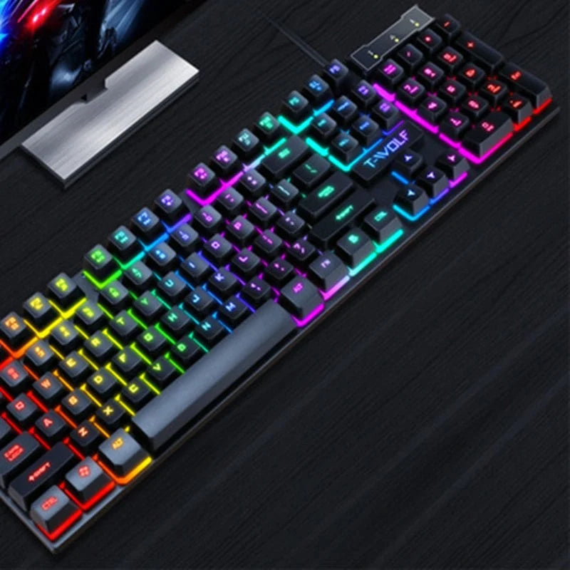 Gaming Keyboard & Mouse Combo Full-Size RGB Wired USB