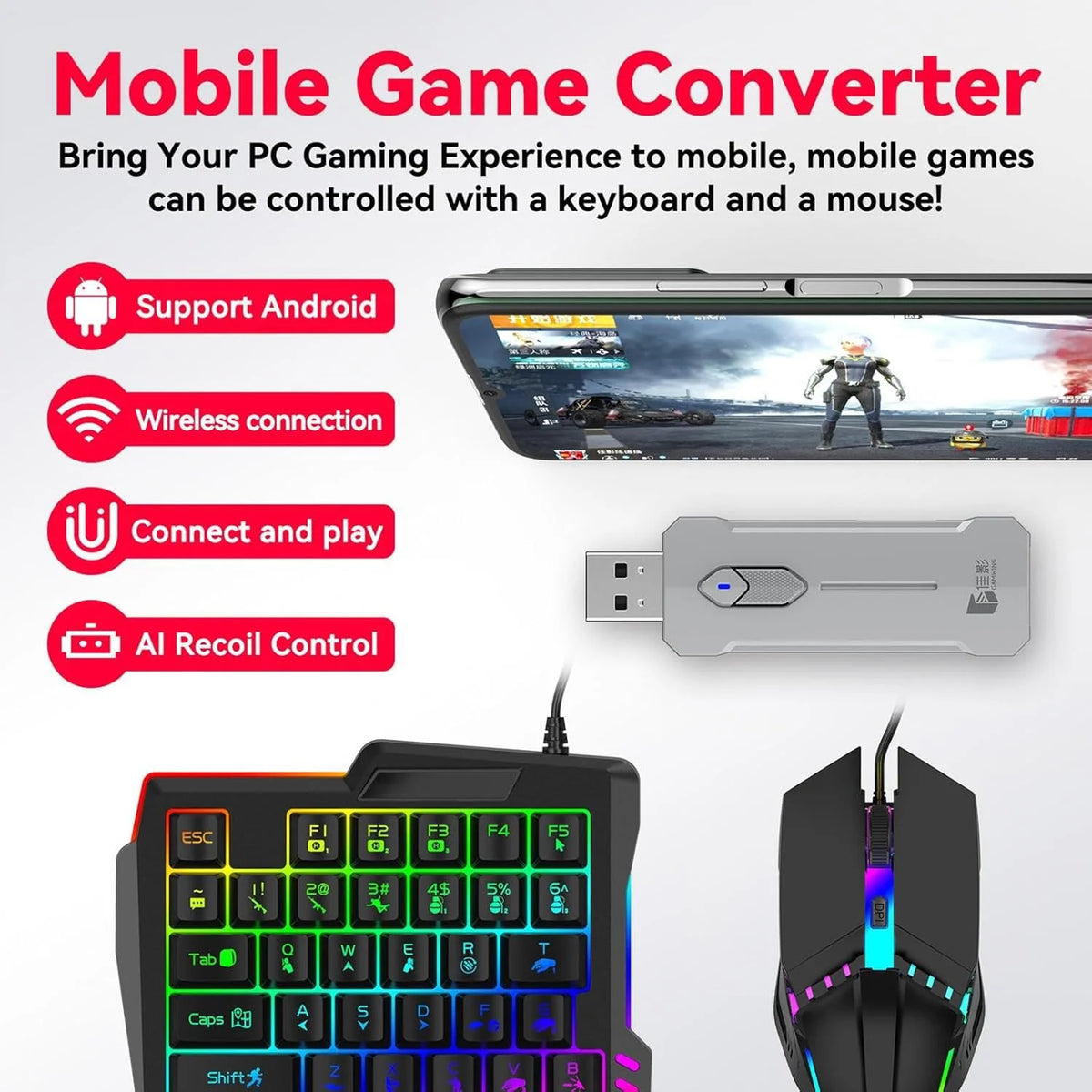 Gaming Keyboard & Mouse Combo RGB Backlit 35-Key Anti-Ghosting