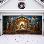 Garage Door Cover Nativity Scene Optional Light Chain