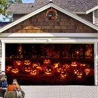 Garage Door Cover Spooky Print Polyester Weather-Resistant