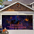 Garage Door Cover Spooky Print Polyester Weather-Resistant