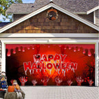 Garage Door Cover Spooky Print Polyester Weather-Resistant