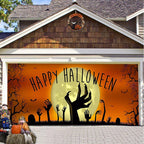 Garage Door Cover Spooky Print Polyester Weather-Resistant