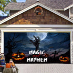 Garage Door Cover Spooky Print Polyester Weather-Resistant