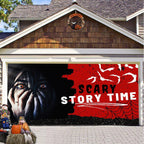Garage Door Cover Spooky Print Polyester Weather-Resistant