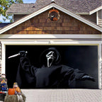 Garage Door Cover Spooky Print Polyester Weather-Resistant