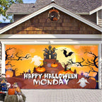 Garage Door Cover Spooky Print Polyester Weather-Resistant