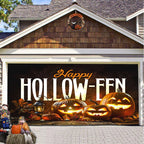 Garage Door Cover Spooky Print Polyester Weather-Resistant