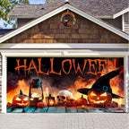 Garage Door Cover Spooky Print Polyester Weather-Resistant