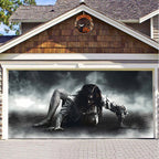 Garage Door Cover Spooky Print Polyester Weather-Resistant