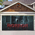 Garage Door Cover Spooky Print Polyester Weather-Resistant