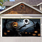 Garage Door Cover Spooky Print Polyester Weather-Resistant