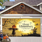 Garage Door Cover Spooky Print Polyester Weather-Resistant