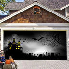 Garage Door Cover Spooky Print Polyester Weather-Resistant