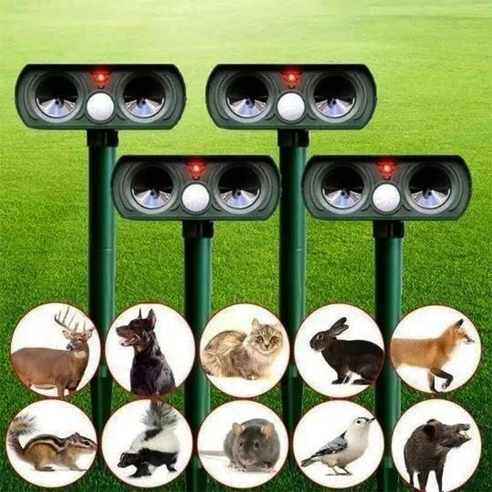 Garden Animal Repeller Solar-Powered Ultrasonic 98-Foot Range