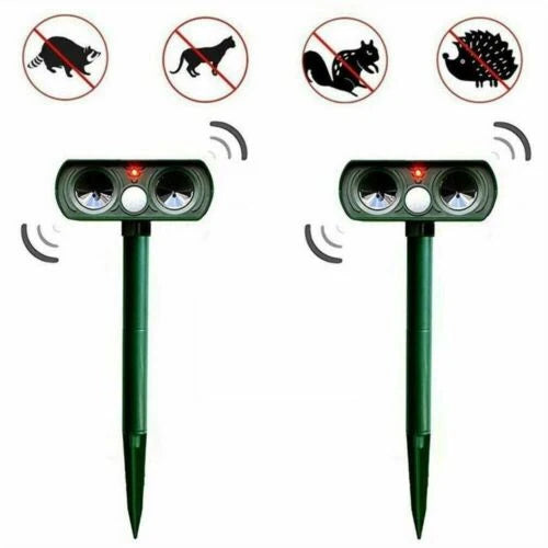 Garden Animal Repeller Solar-Powered Ultrasonic 98-Foot Range