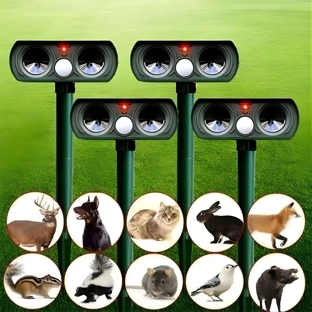 Garden Animal Repeller Solar-Powered Ultrasonic Motion-Activated