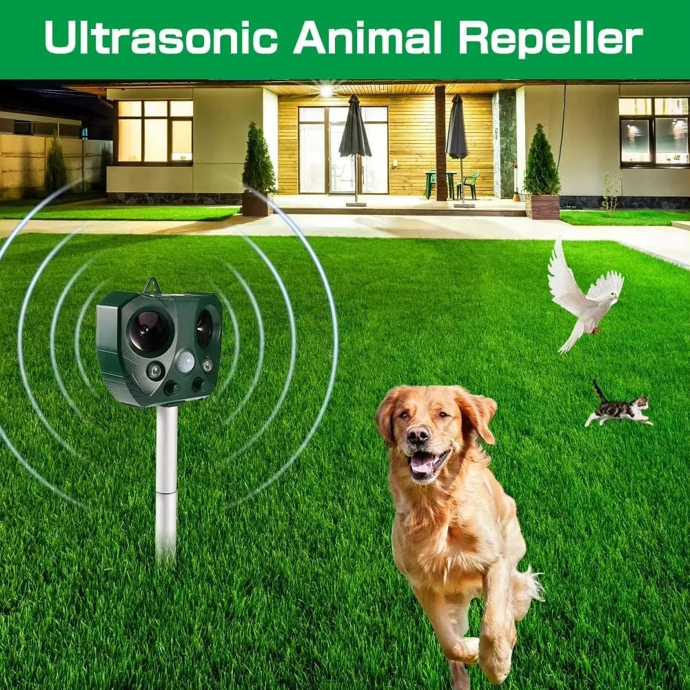Garden Animal Repeller Solar-Powered Ultrasonic Motion-Activated