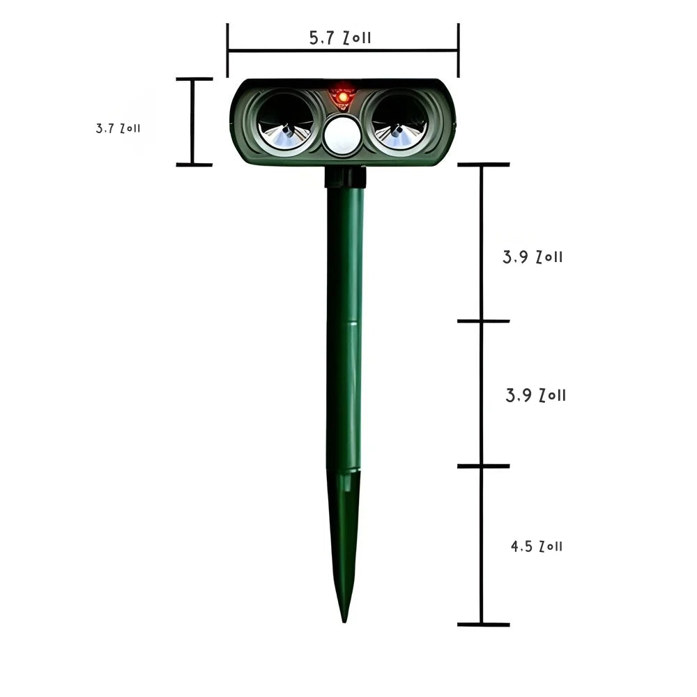 Garden Animal Repeller Solar-Powered Ultrasonic Motion-Activated