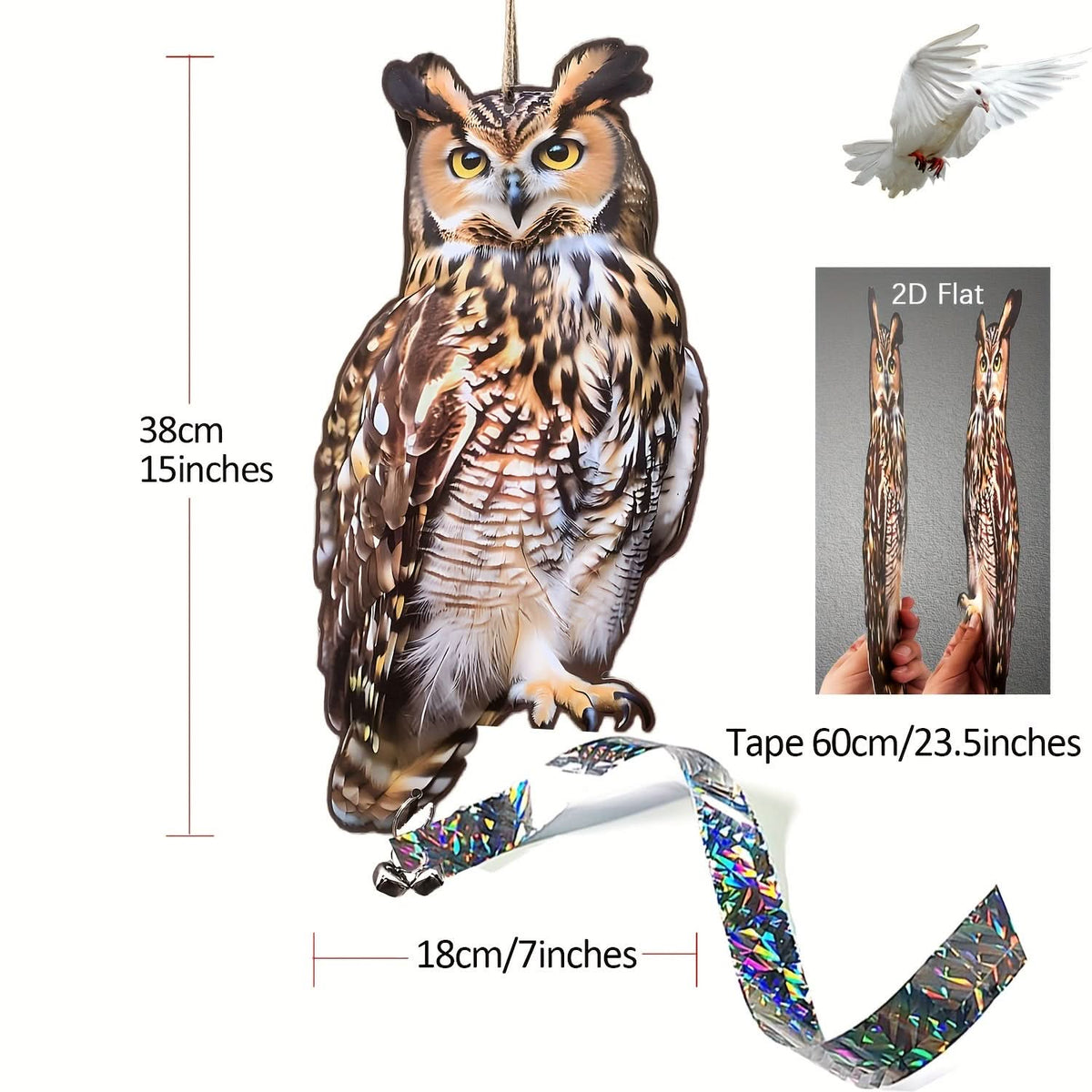 Garden Bird Deterrent Realistic Owl Weather-Resistant
