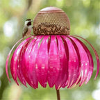 Garden Bird Feeder Flower-Shaped Metal Stake Weather-Resistant